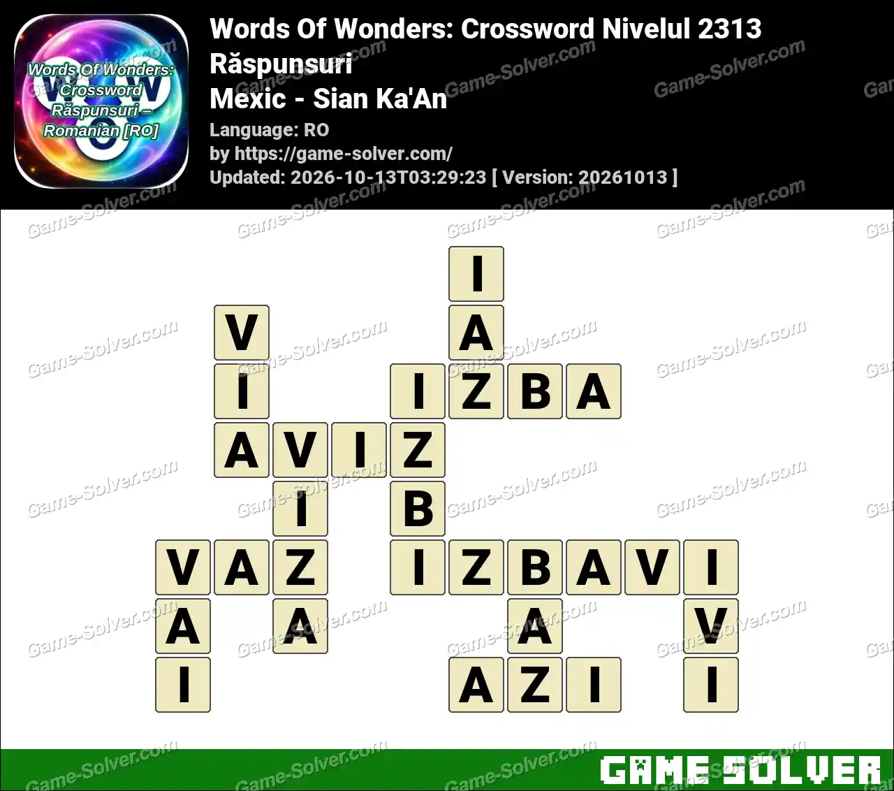 Words Of Wonders: Crossword Nivelul 2313 Răspunsuri – Mexic – Sian Ka’An
